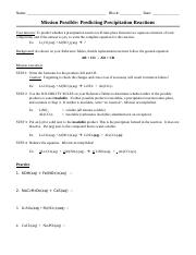 Predicting Precipitation Reactions.doc - Name: Block: Date ...