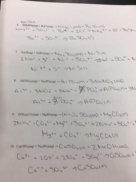 precipitation reactions worksheet