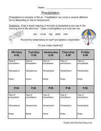 Precipitation Research Worksheet