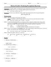 preciptation predicting reaction worksheet