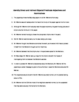 Direct and Indirect objects vs Predicate Nominatives and Adjectives