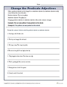 predicate nouns and adjectives worksheet