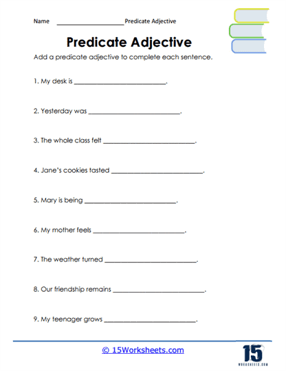 Predicate Adjectives Worksheets - 15 Worksheets Library