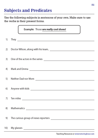 Adding a Predicate Worksheets