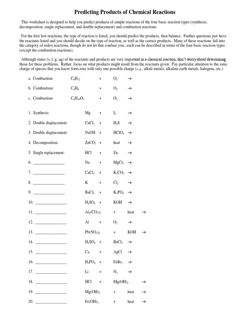 Predicting Products of Chemical Reactions | PDF | Ion | Chemical ...