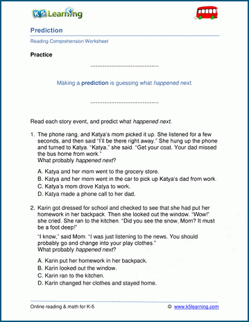 Read and Predict Worksheets | Worsheets library