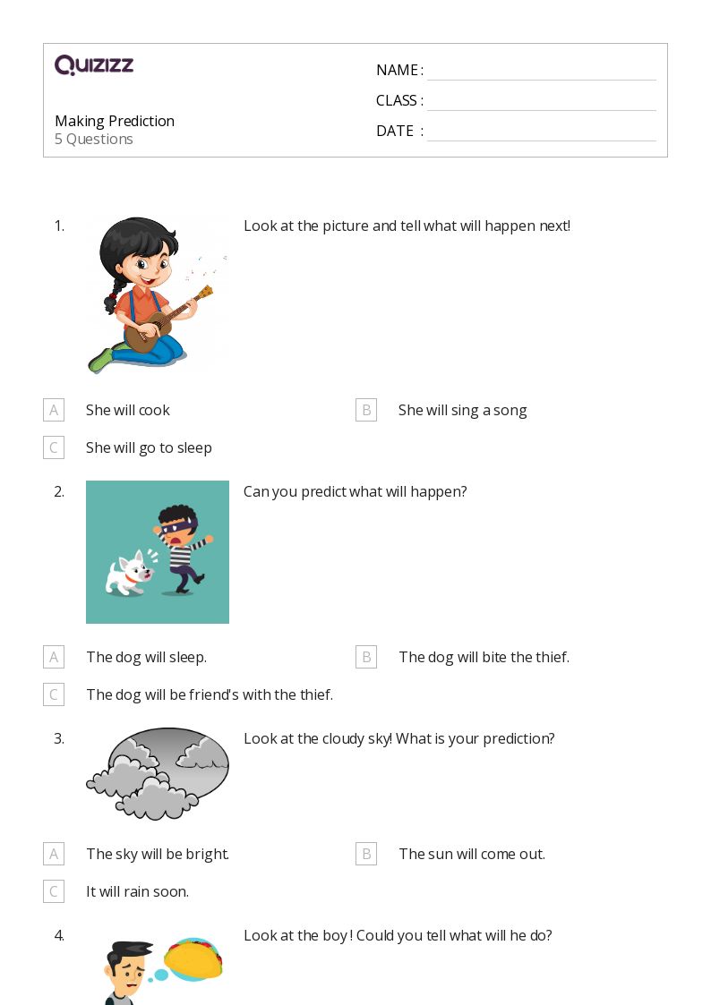 50  Making Predictions worksheets for Kindergarten on Quizizz