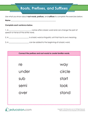 Practice Using Roots, Prefixes, and Suffixes | Worksheet ...