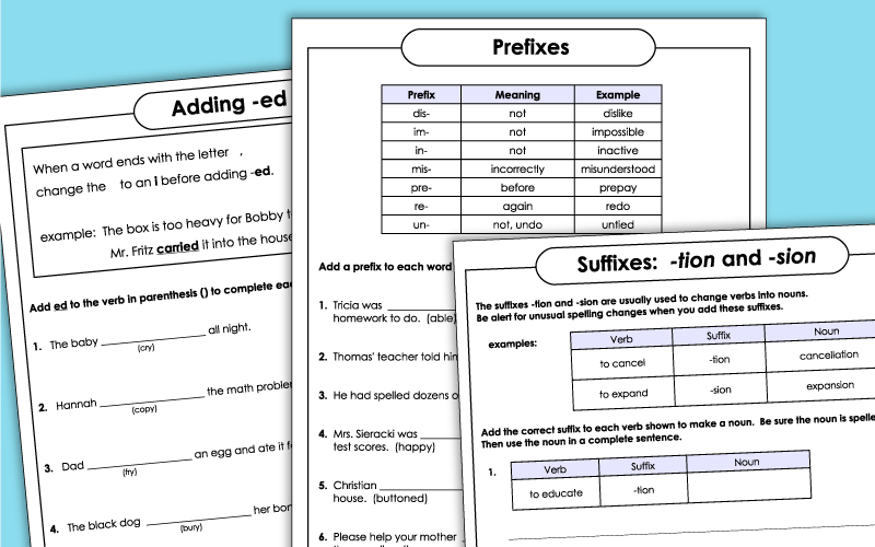 Prefix and Suffix Worksheets