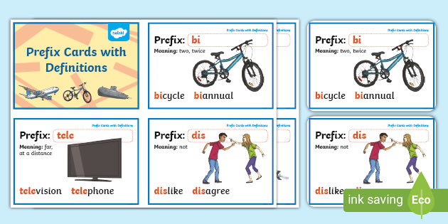 Prefix Word Cards With Definitions (teacher made) - Twinkl