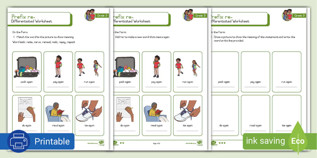 Prefixes Worksheets | Prefix re- Worksheet