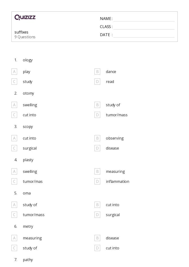 prefix suffix worksheet 6th grade