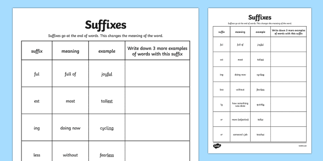 prefix suffix worksheet high school
