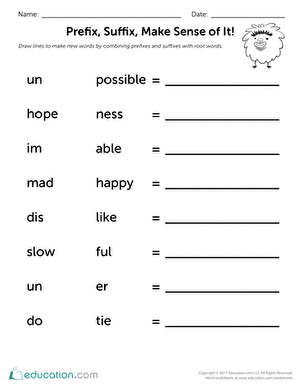 Prefix, Suffix, Make Sense of It! | Worksheet 