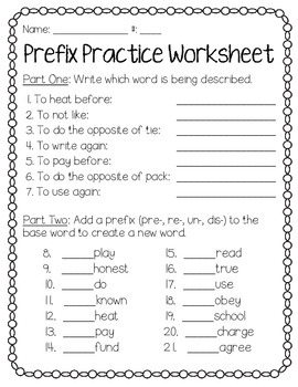 Prefix pre worksheet freebie worksheets library