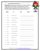 Common Prefix and Suffix Worksheets