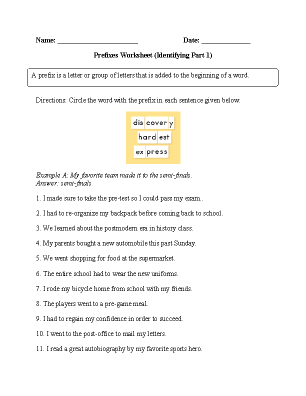 worksheets library | Prefixes Worksheets