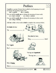 Prefixes Worksheet for 1st - 3rd Grade | Lesson Planet