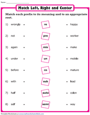 Prefixes Worksheets
