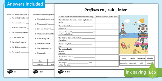 prefix worksheet school express