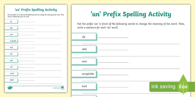 Prefix Un Spelling Rules English Language PDF - Twinkl