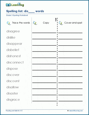 prefixes 3rd grade spelling worksheet