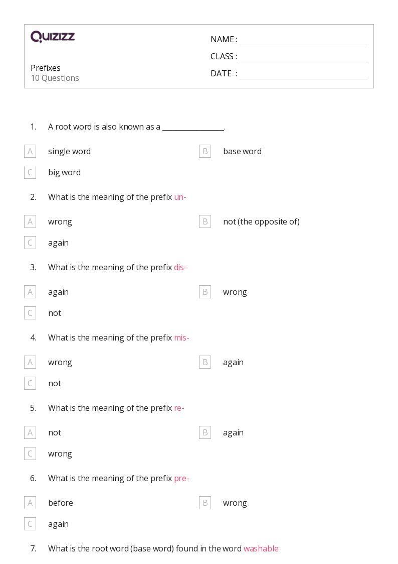 prefixes and suffixes worksheet 2nd grade