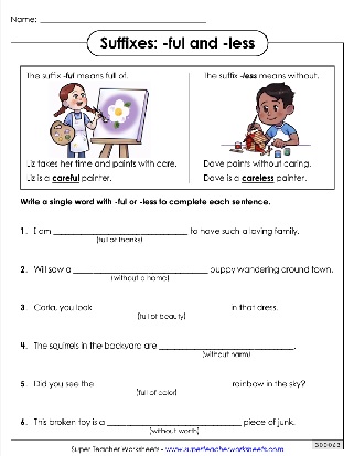 prefixes and suffixes worksheet for grade 3