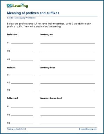 prefixes and suffixes worksheet high school