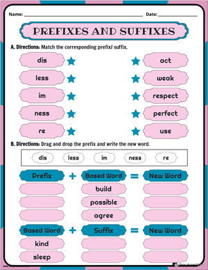 prefixes and suffixes worksheet