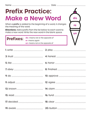 Prefix Practice: Make a New Word | Worksheet 