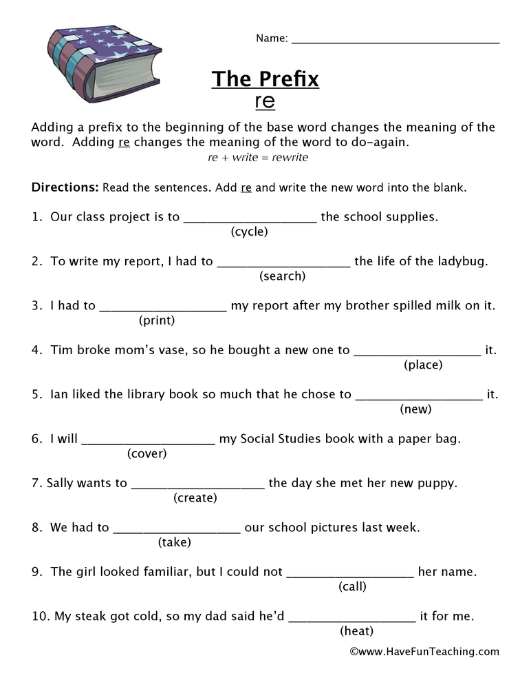 prefixes re and un worksheet