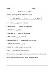 prefixes re and un worksheet