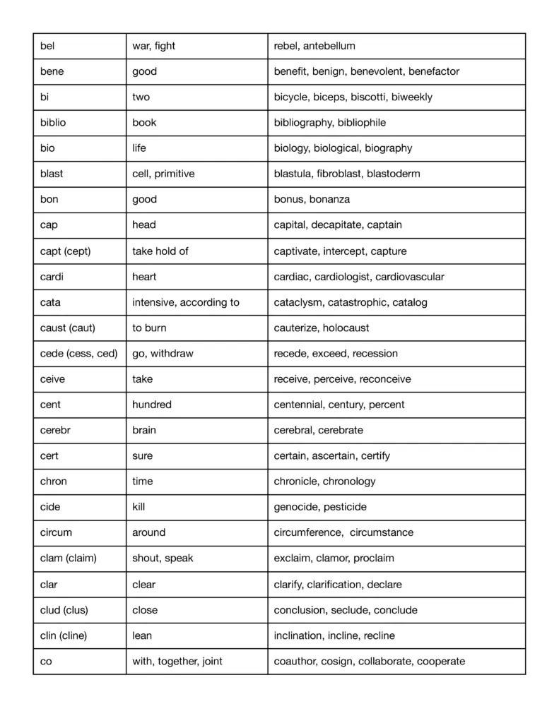 300 Commonly Used Root Words, Prefixes, &  Suffixes | Free PDF