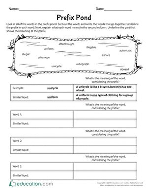 prefixes worksheet 5th grade