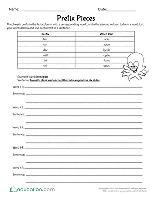 Prefix Pieces | Worksheet 