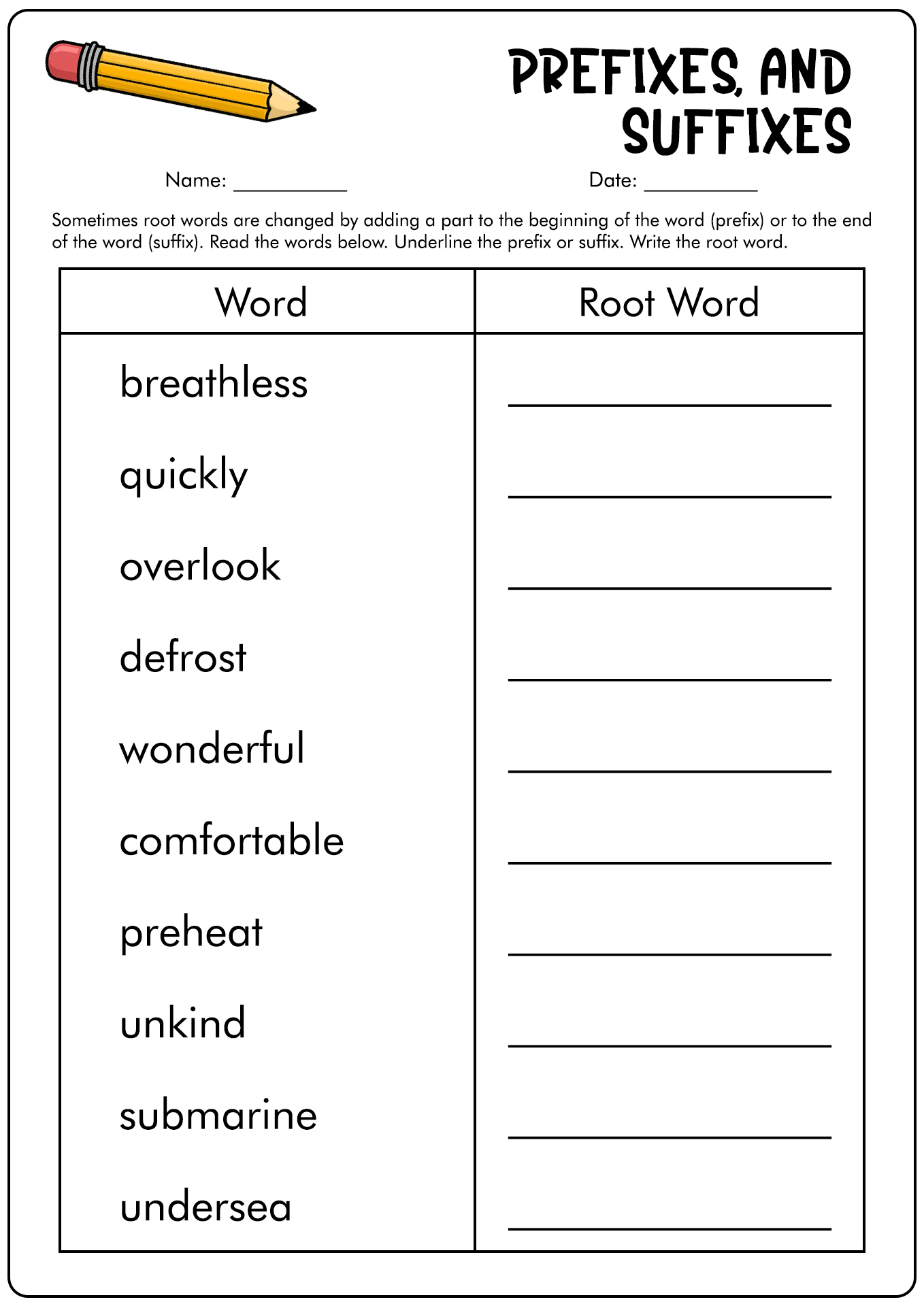 19 Free Printable Prefix Worksheets 4th Grade - Free PDF at ...