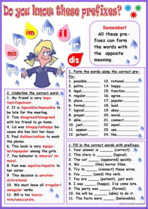 55 Prefixes (e.g. A, UN, IM, DIS, MIS, EN, etc. ) English ES…