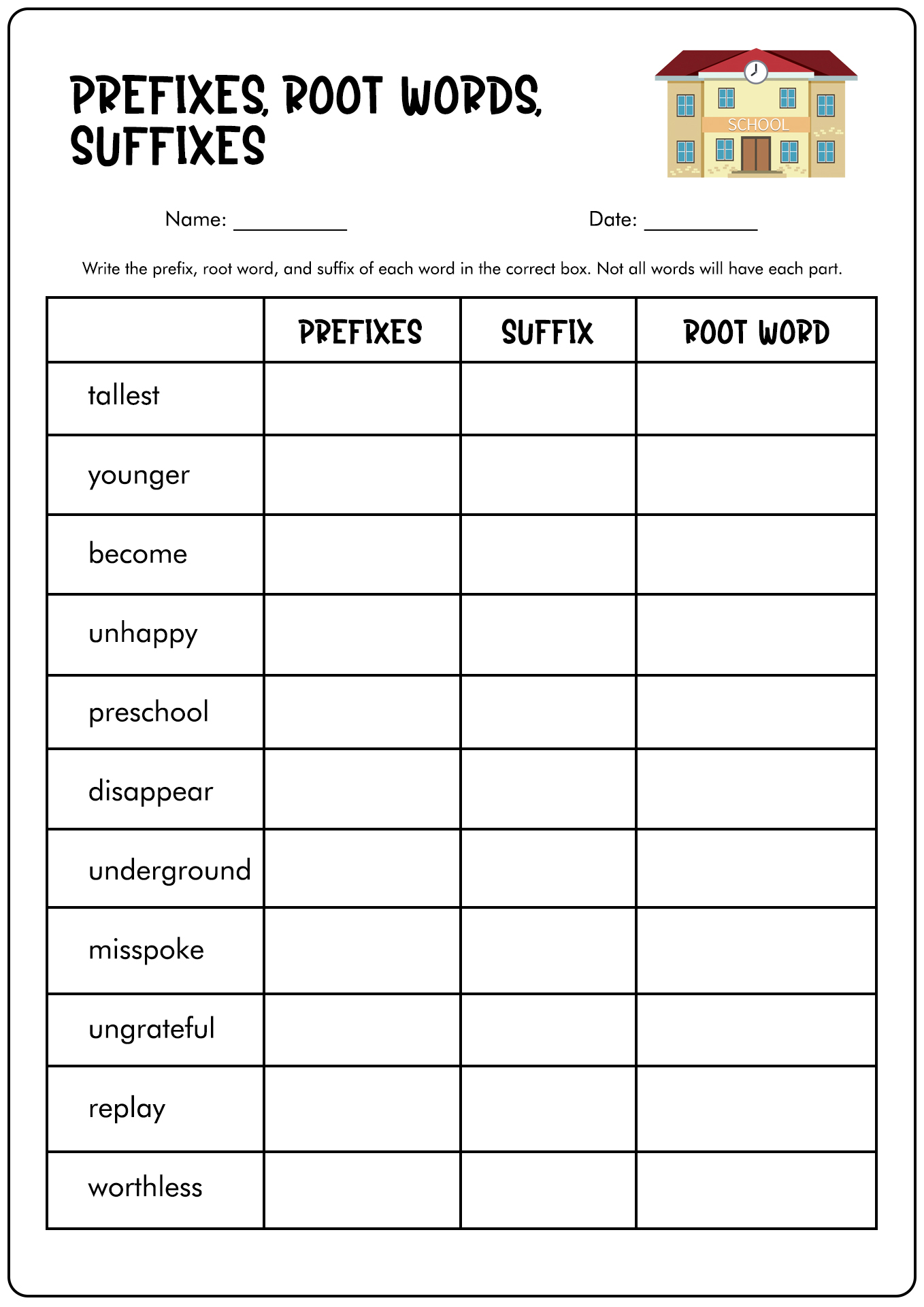 prefixes worksheet pdf