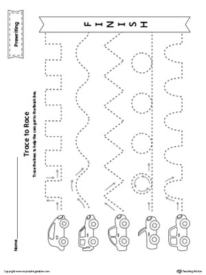 FREE* Prewriting Line Tracing to Race Worksheet ...