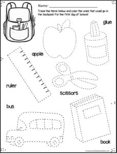 FREE Printable Back to School Pre-K Worksheets