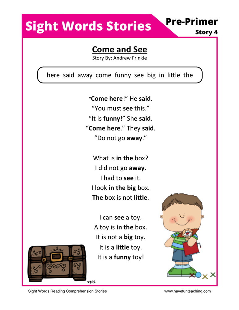 prek reading worksheet
