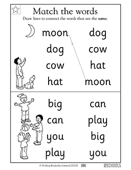 Matching words #1 | Kindergarten, Preschool Reading Worksheet ...