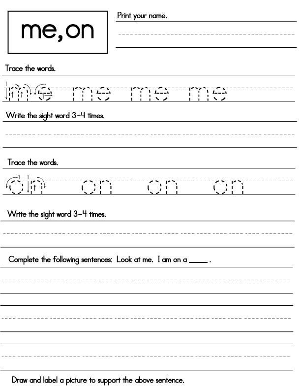 Kindergarten Sight Word Worksheets - ideal for preschool and ...