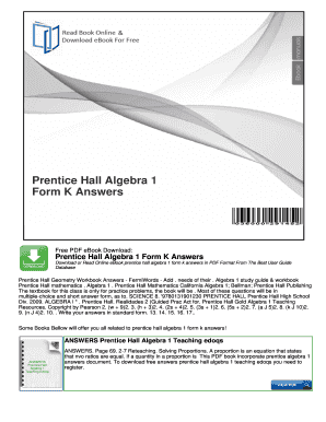 Prentice Hall Mathematics Algebra 1 Answer Key Pdf - Fill Online ...