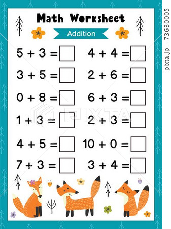 Math worksheet for kids. Addition. Mathematic... - Stock ...