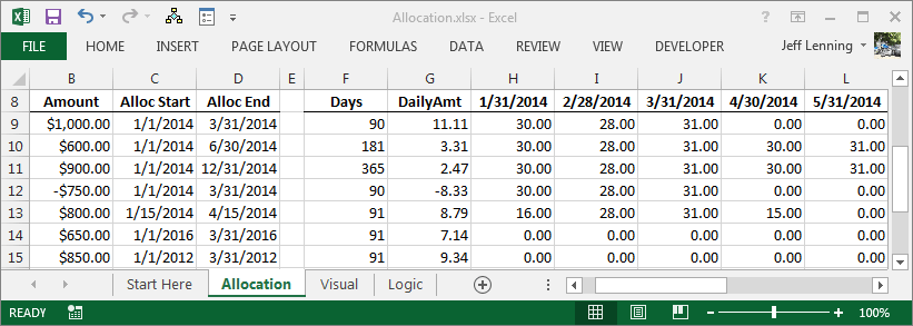 Excel Formula to Allocate an Amount into Monthly Columns - Excel ...