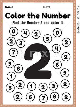 Math worksheet, number 2 worksheet coloring... - Stock ...