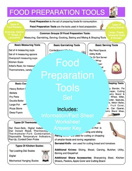 Food Preparation Tools Content Sheet, Worksheet And Answer Key worksheets library