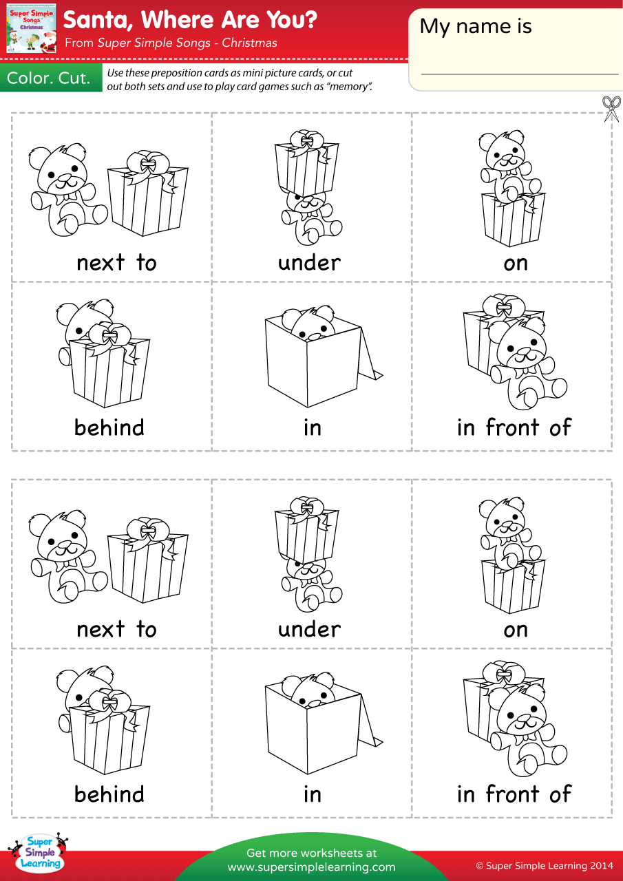 preposition of place worksheet